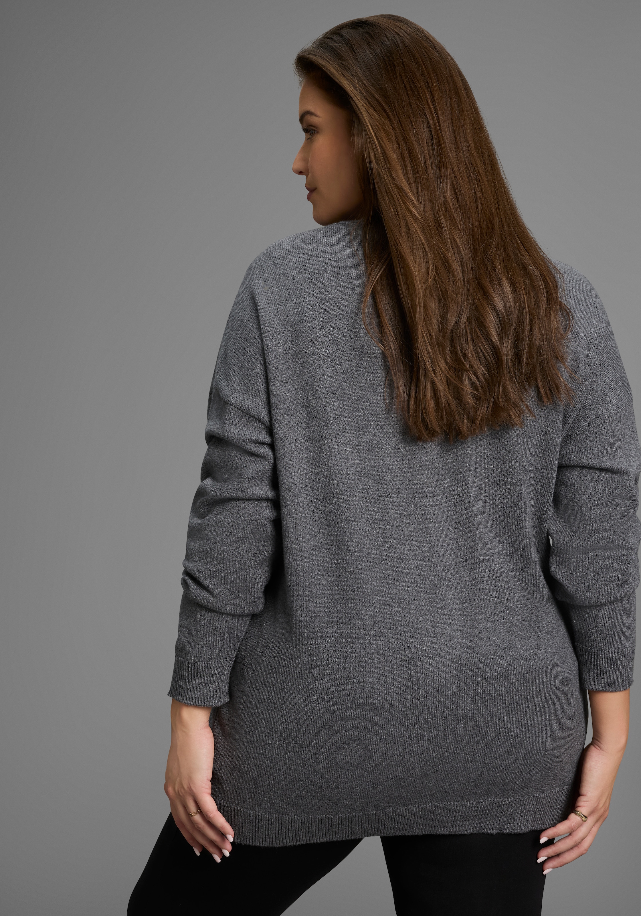 Laura Scott CURVE Strickjacke in kuscheligem Feinstrick und hüftbedeckender Passform - GROSSE GRÖSSE