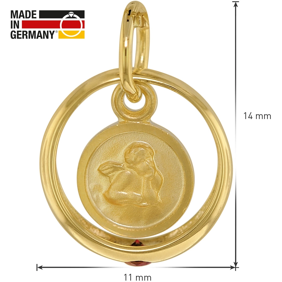 trendor Taufring Rubin Engel Gold 585  14 K mit vergoldeter Silberkette gold