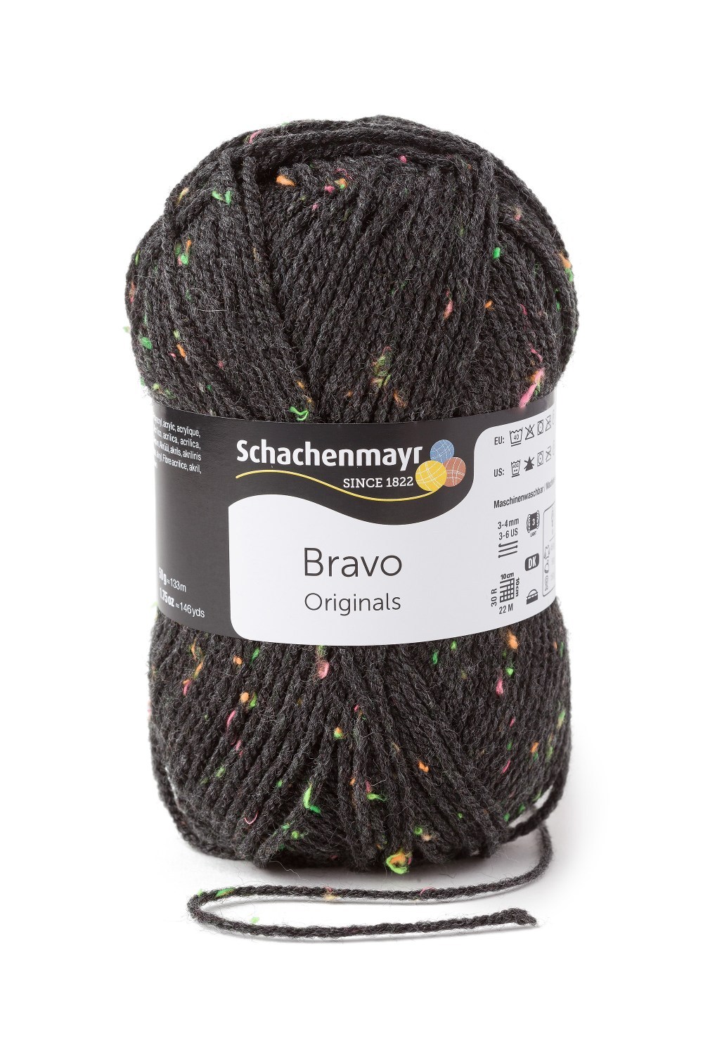 Wolle BRAVO - anthrazit neon tweed - 50g