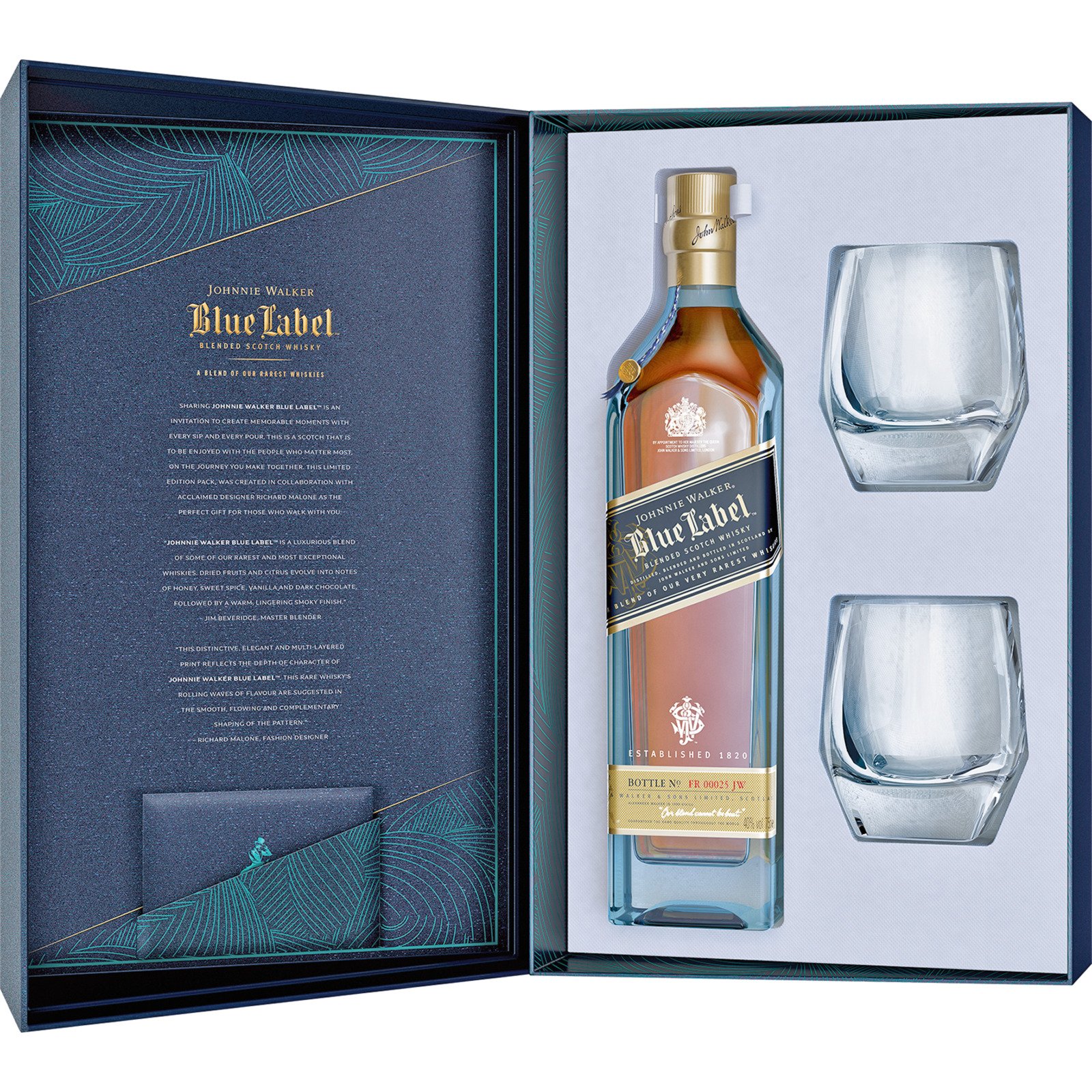 Johnnie Walker Blue Label mit 2 Whiskygläser