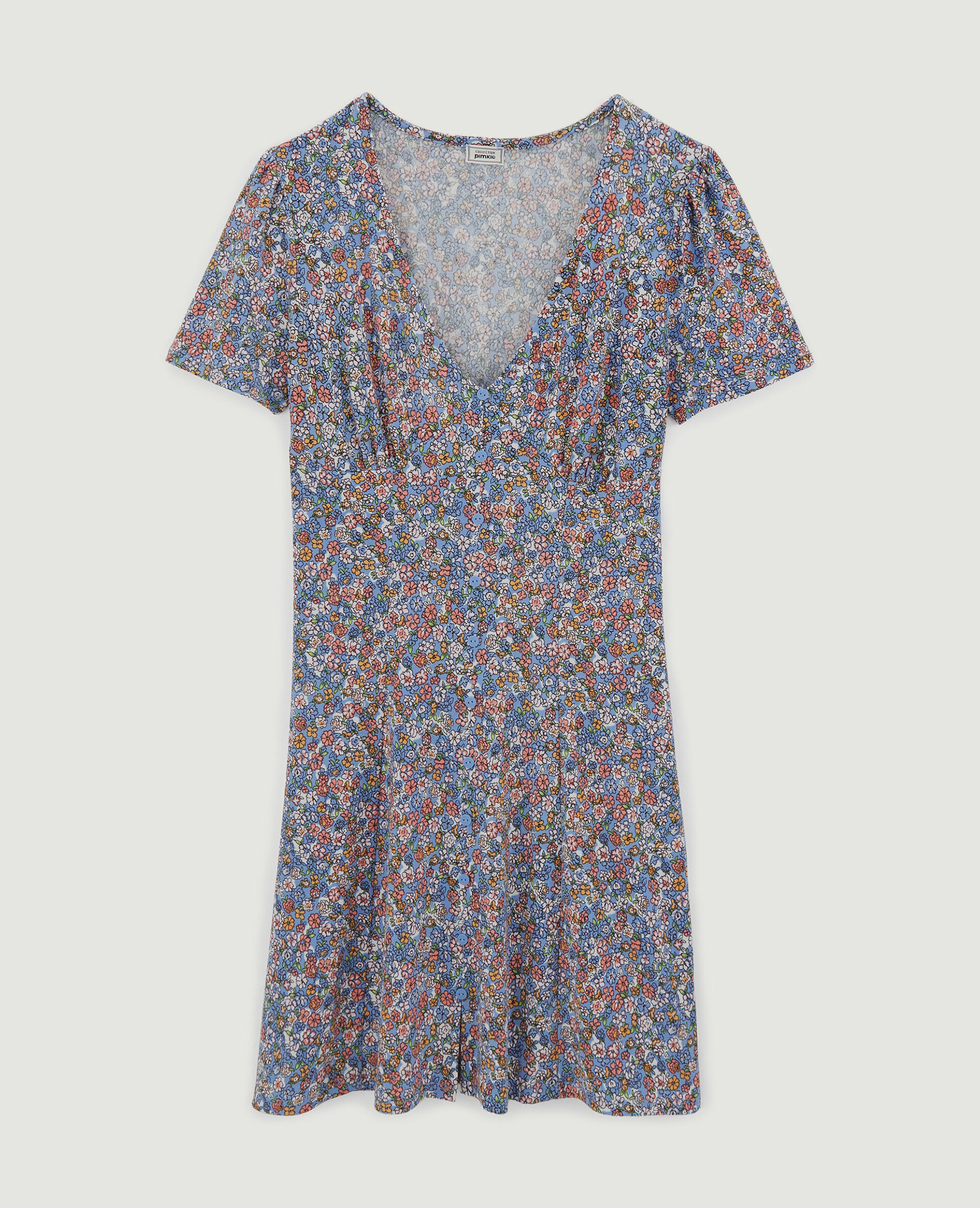 Robe courte avec boutons - Bleu