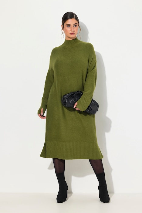 Strickkleid, Linksstrick, Stehkragen, Langarm