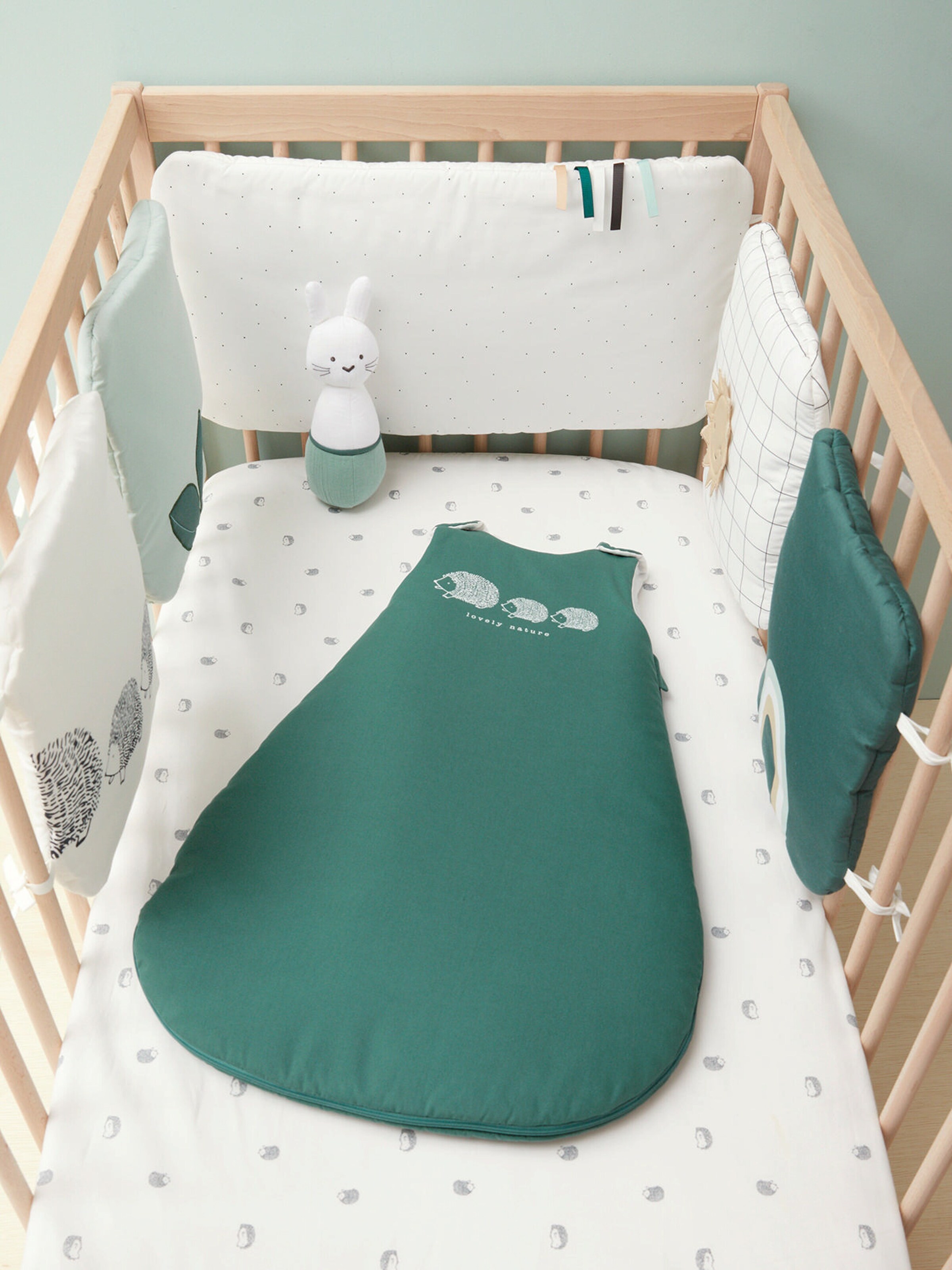 Vertbaudet Bio-Kollektion: Baby Bettumrandung LOVELY NATURE wollweiß/mehrfarbig