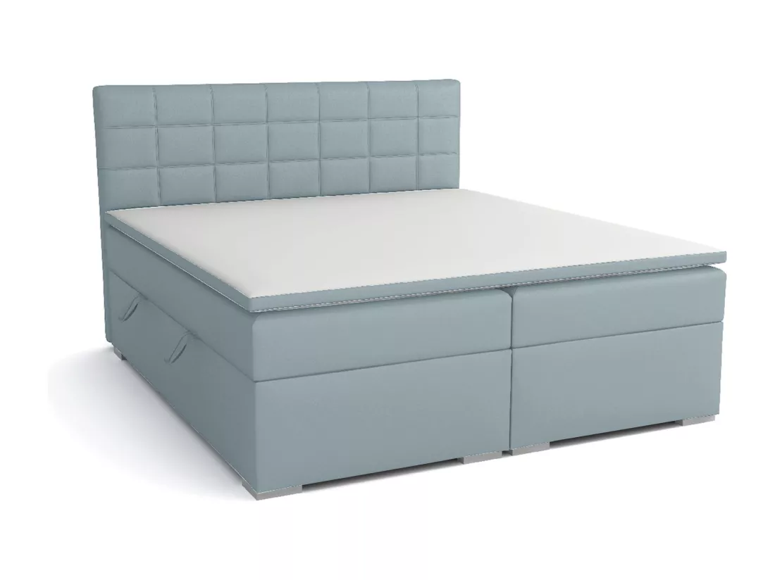 LIT BOXSPRING avec rangements pour la literie Torland, 200x200 cm, Jasmine 73 (Bleu clair)