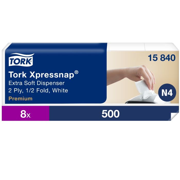 Tork 15840 4000st Premium servet i-vouw 2-lgs wit 33x22 cm ds à 4000 stk (8x500) 1/4-vouw (15840)