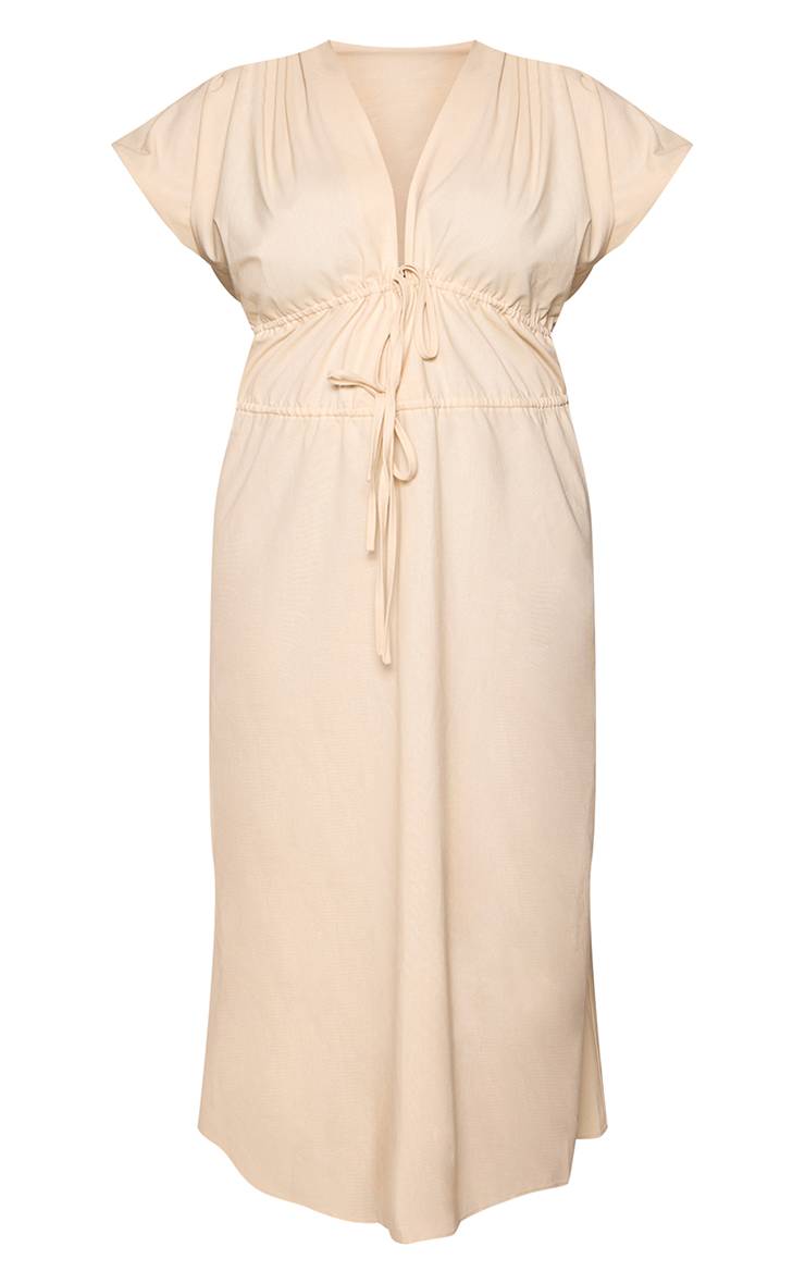 Buttermilk Robe Midi En Coton Grande Taille À Nœud Devant