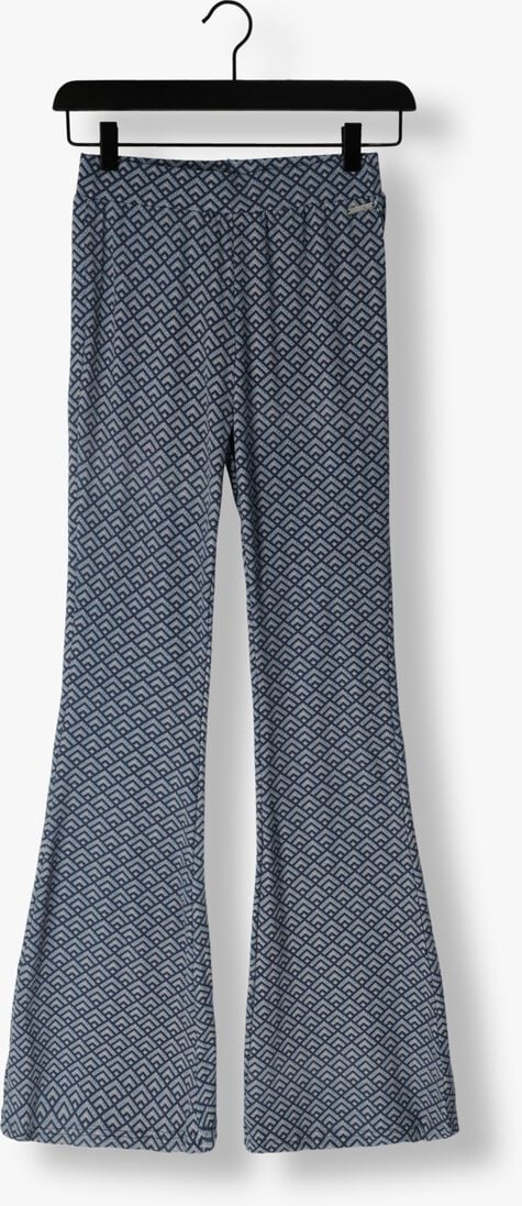 COLOURFUL REBEL blauwe colourful rebel flared broek small geo peached extra flare pants