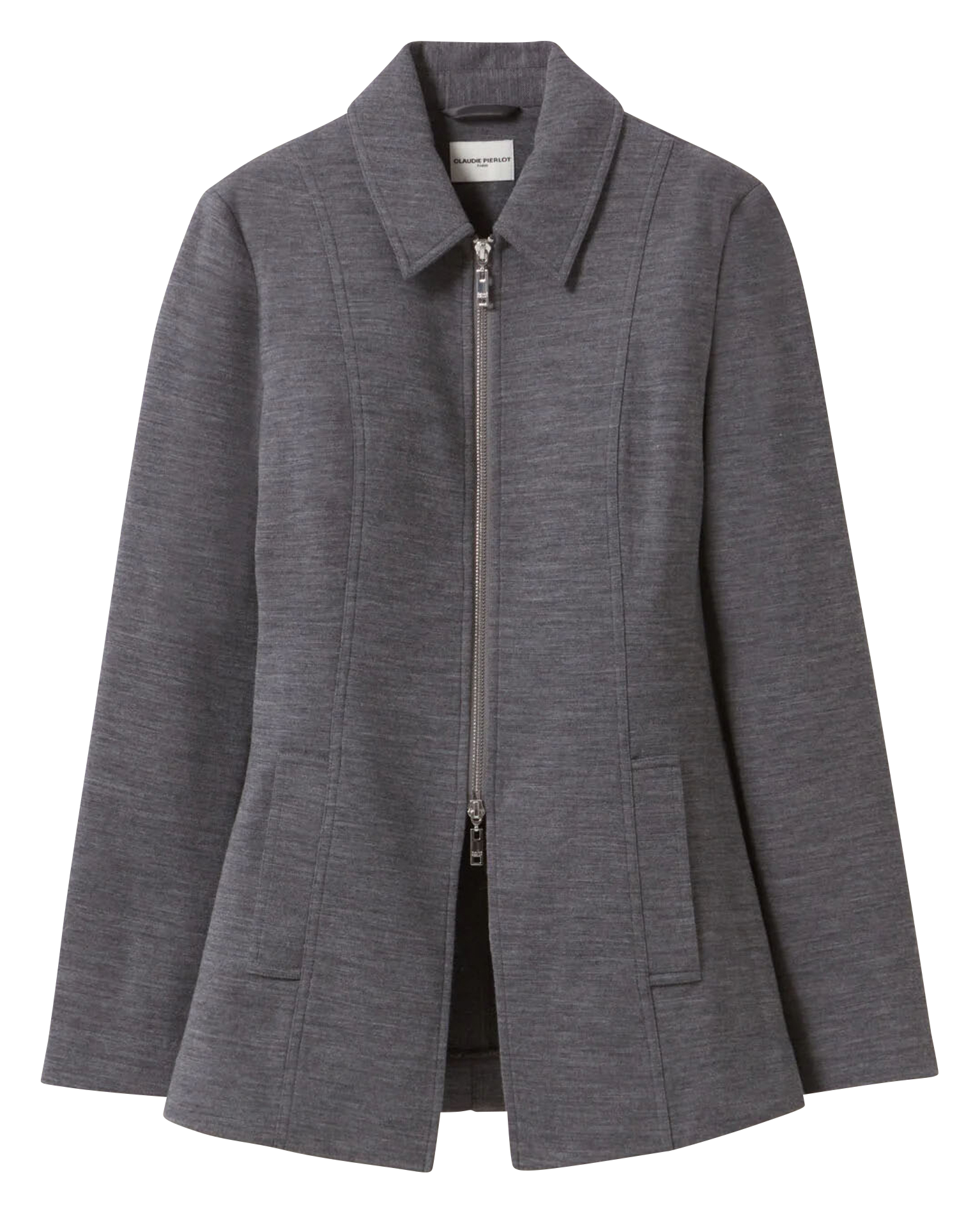 Veste cintrée col classique en coton mélangé | Gris