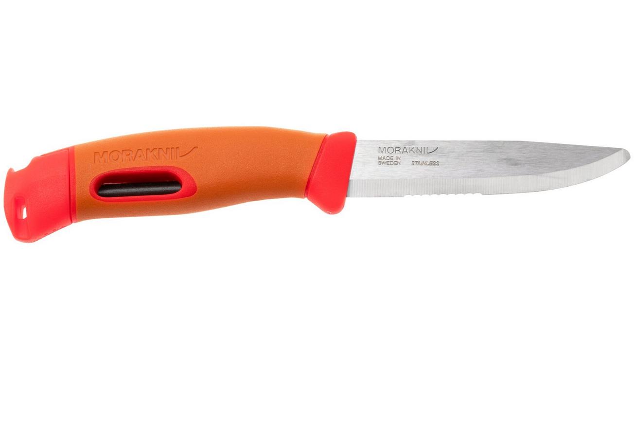 Morakniv Companion Spark Emergency (S) 14478 Orange/Red, bushcraftmes met firesteel, partially serrated