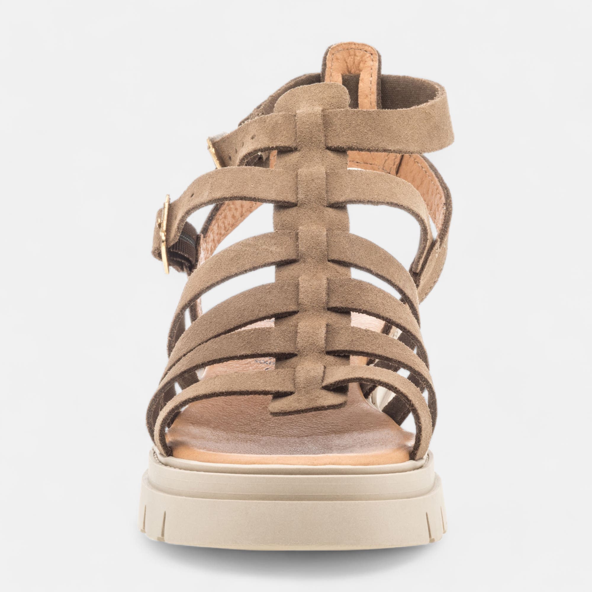 Sandales Femme en cuir taupe
