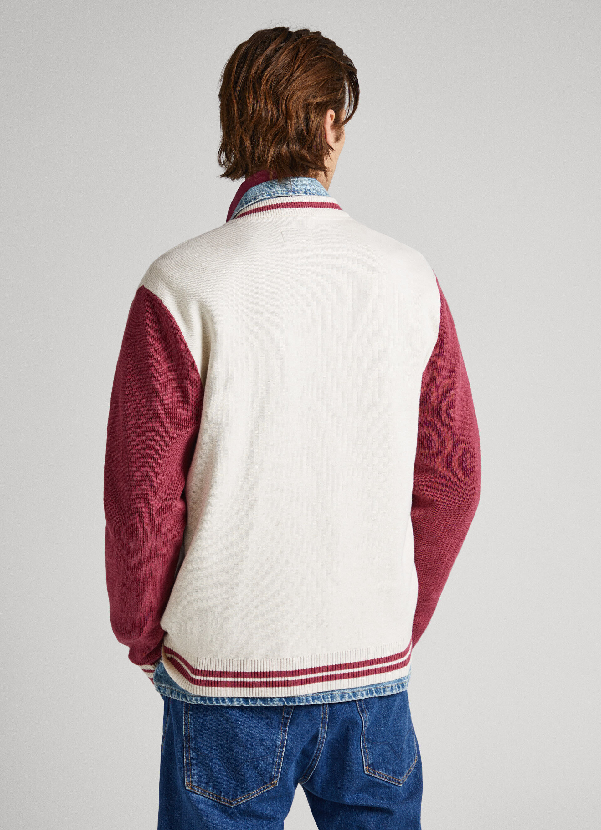 Jaqueta bomber de malha plana - branco marfim