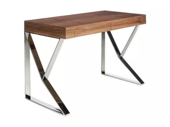 Bureau en bois de noyer et acier chromé 3015 ANGEL CERDA