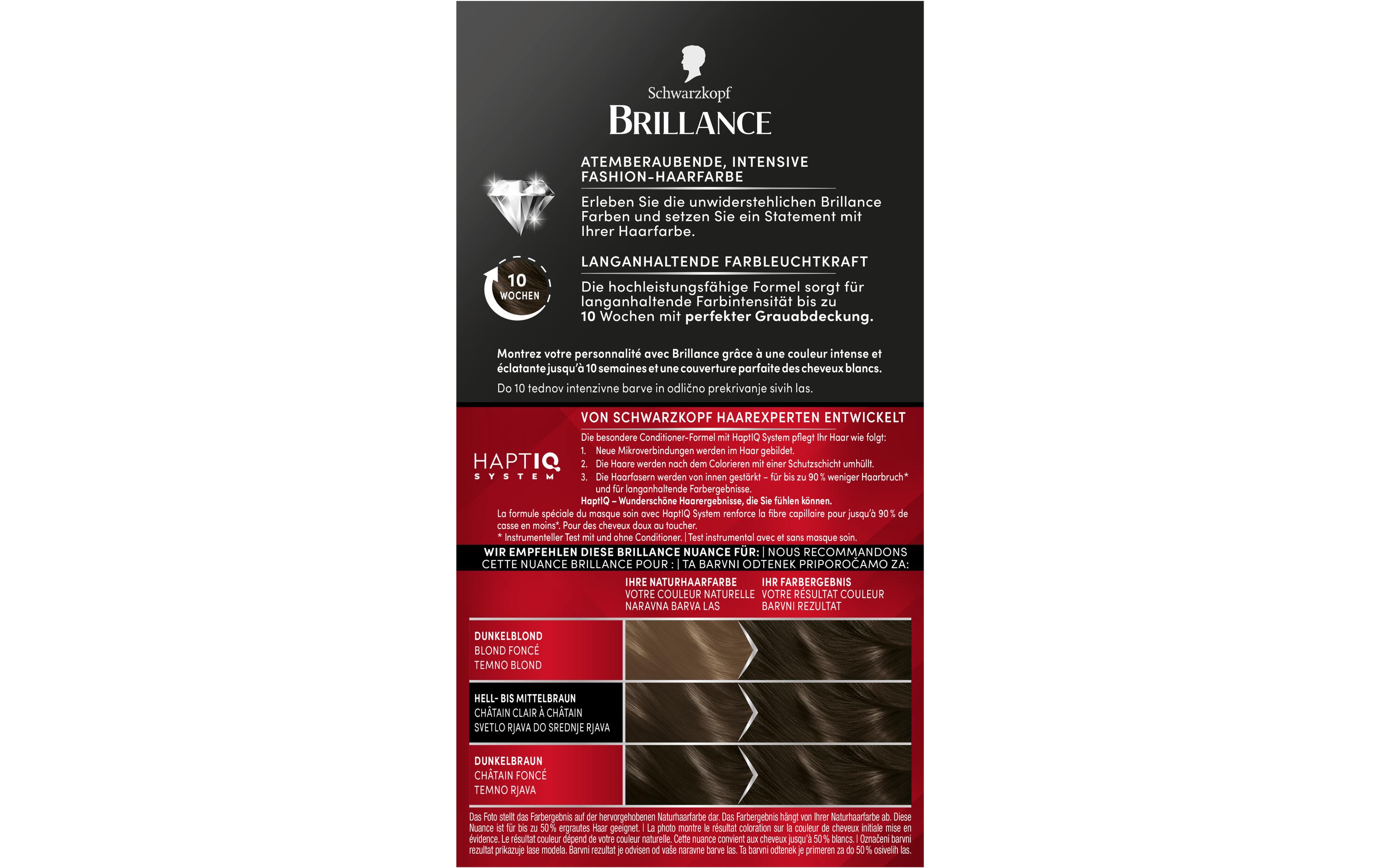 Haarcoloration Brillance 878 Asch-DunkelbraunPermanente Haarfarbe verleiht langanhaltende Farbintensität