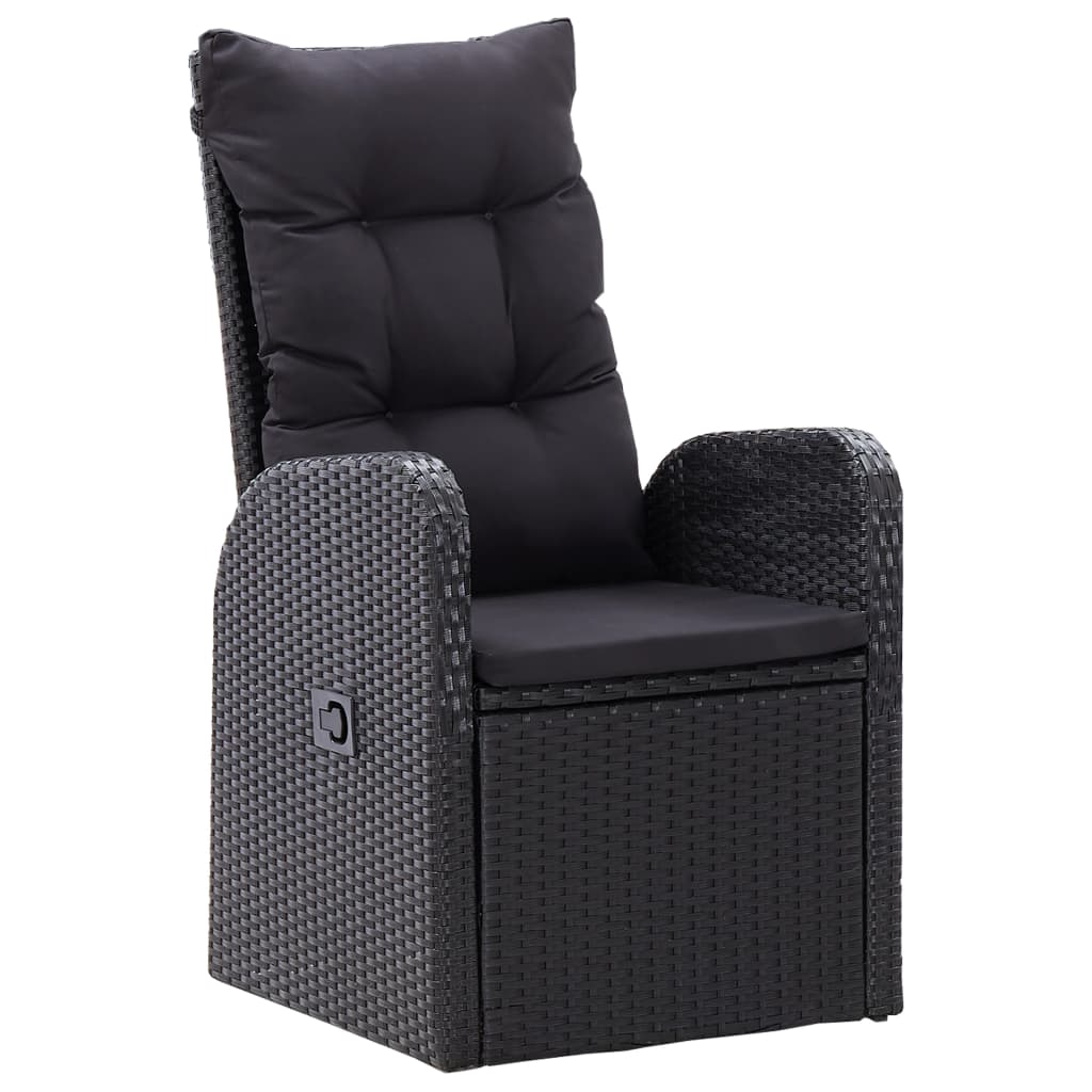 Mobilier de salle à manger de jardin avec coussins 7 pièces noir