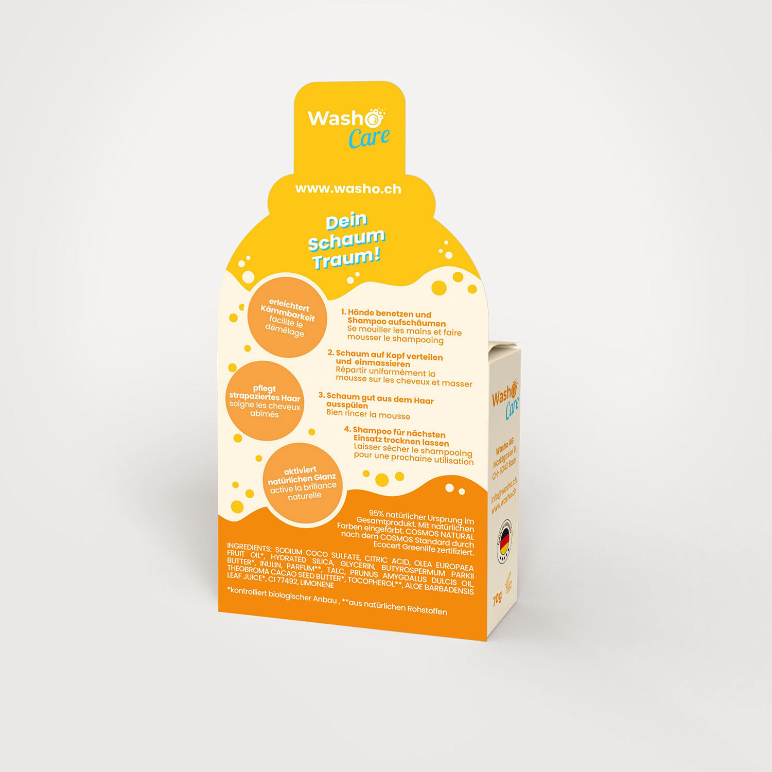 Washo Care Festes Shampoo, Geschmeidigkeit