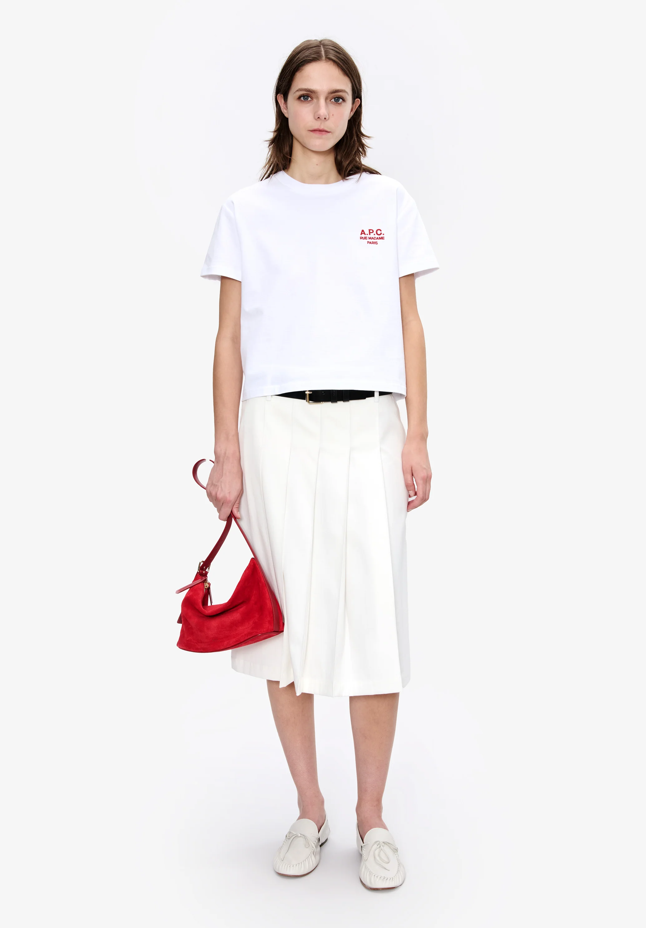 T-Shirt Boxy Rue Madame - Blanc/rouge