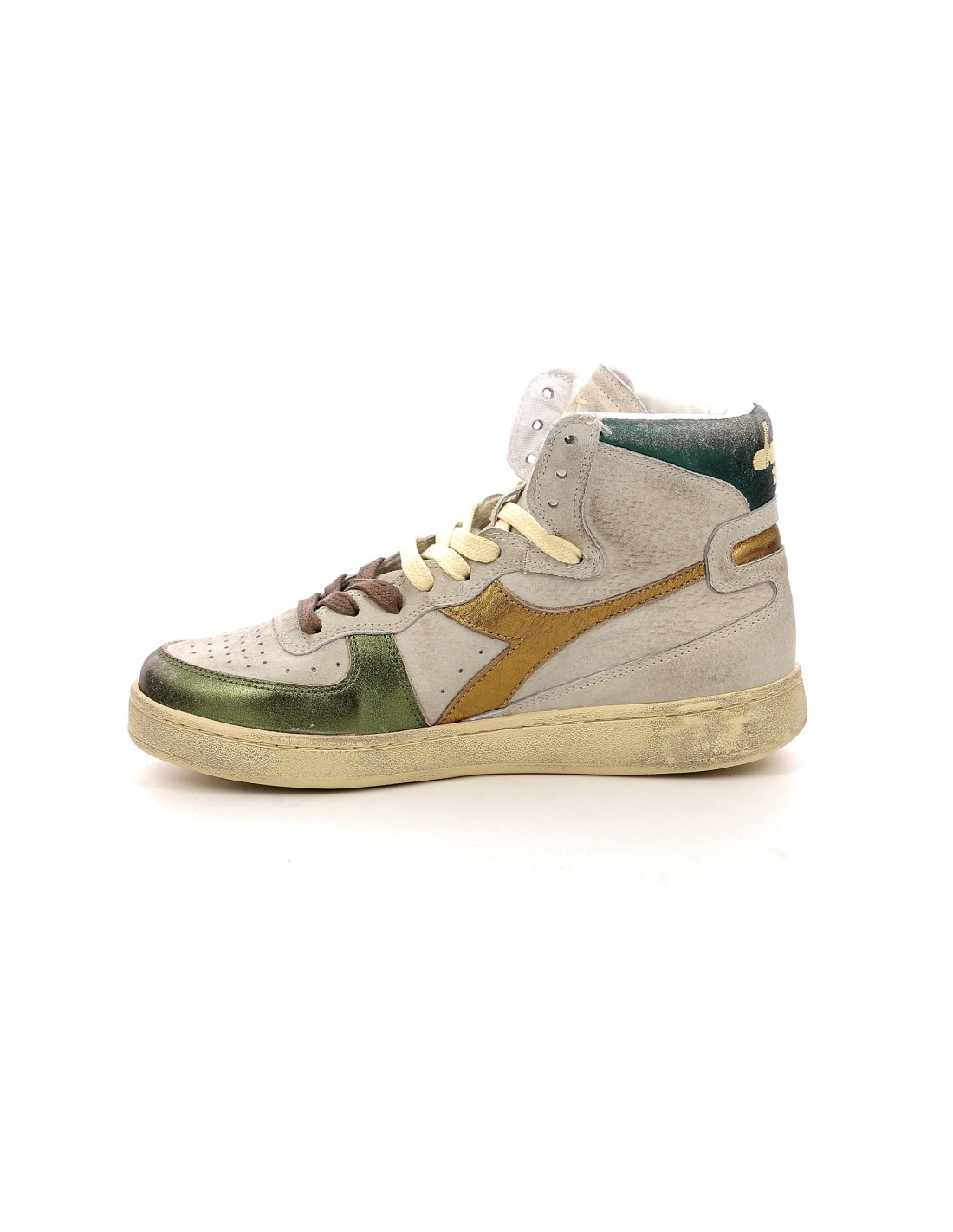 diadora heritage Sneakers Femme Mi Metal Blanc/Vert/Marron