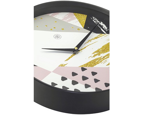 Wandklok Grace, zwart kunststof, Ø 30 cm