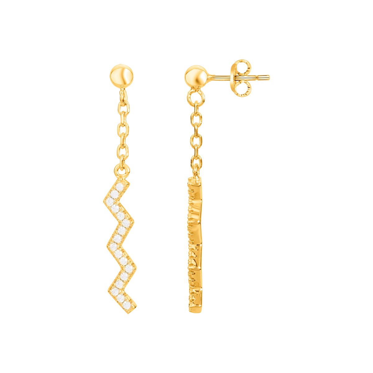 Boucles d'oreilles pendantes en Plaqué Or avec oxyde de zirconium blanc