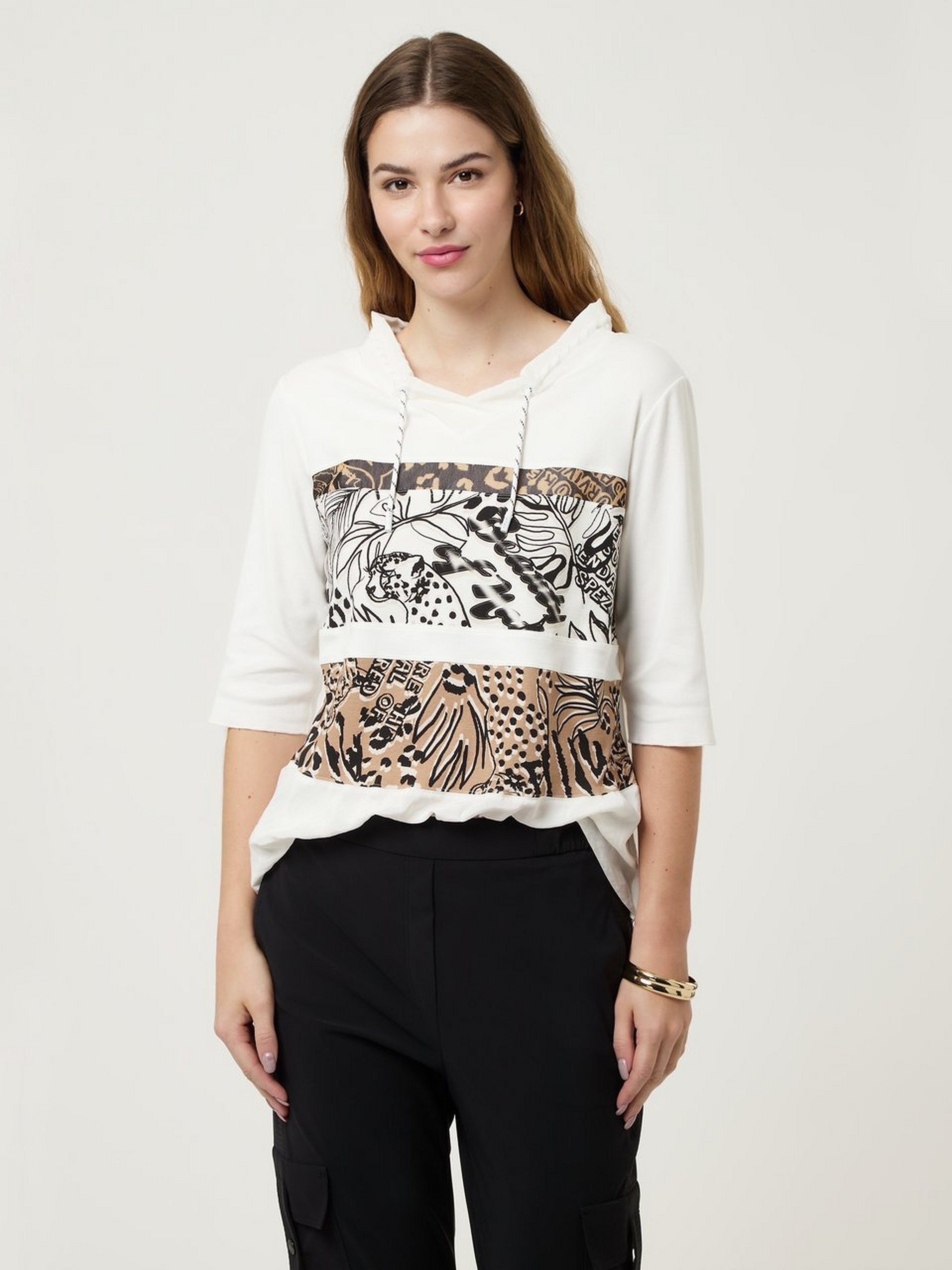 V-Shirt mit überschnittenem 3/4-Arm