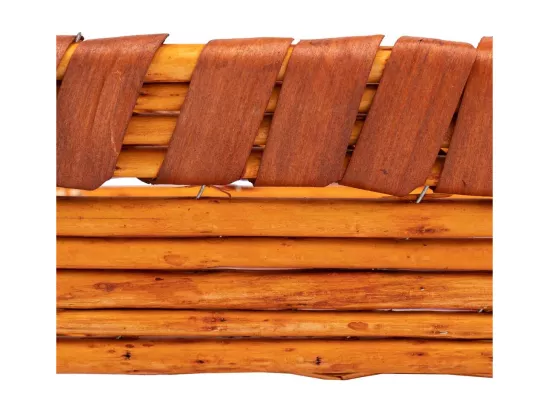 Plateau en osier et bois 38x22x9/12,5h cm