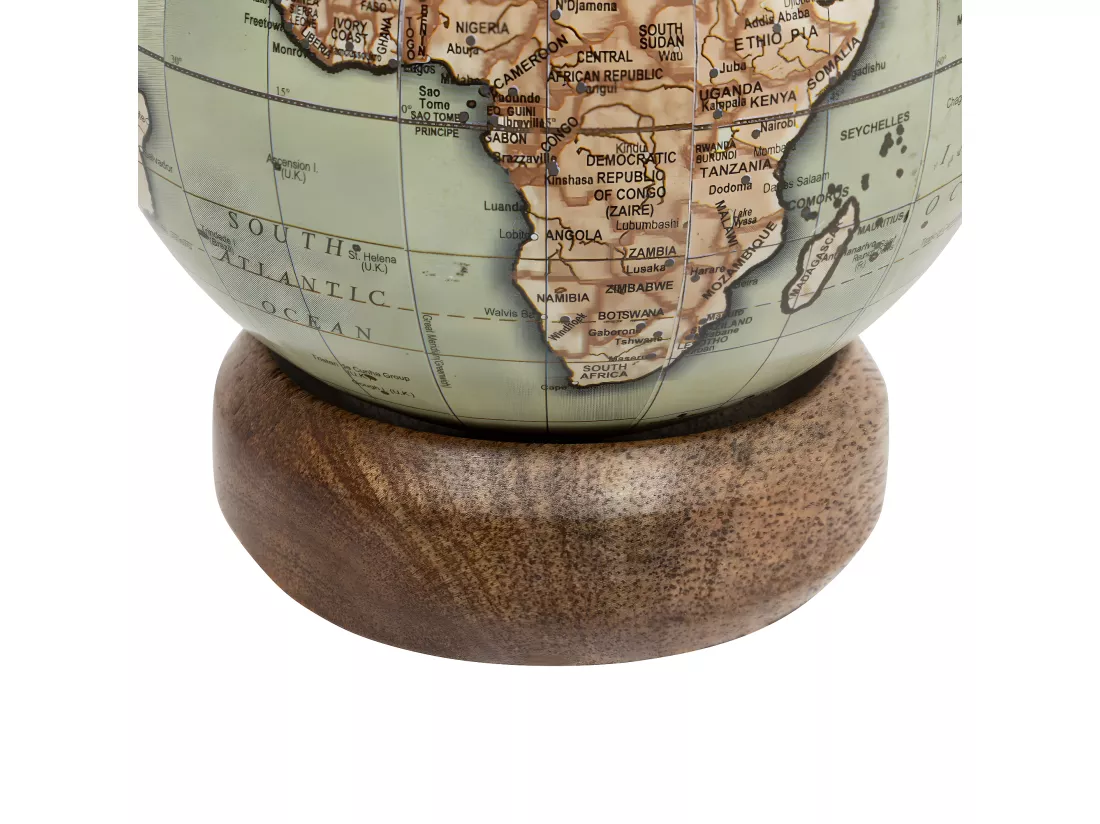 Objet décoratif Globe terrestre Vintage en bois D 10 x H 13.5 cm