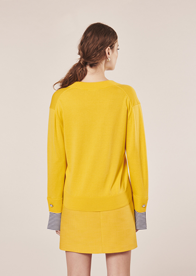 Pull Primrosejaune en coton et laine merinos extrafine