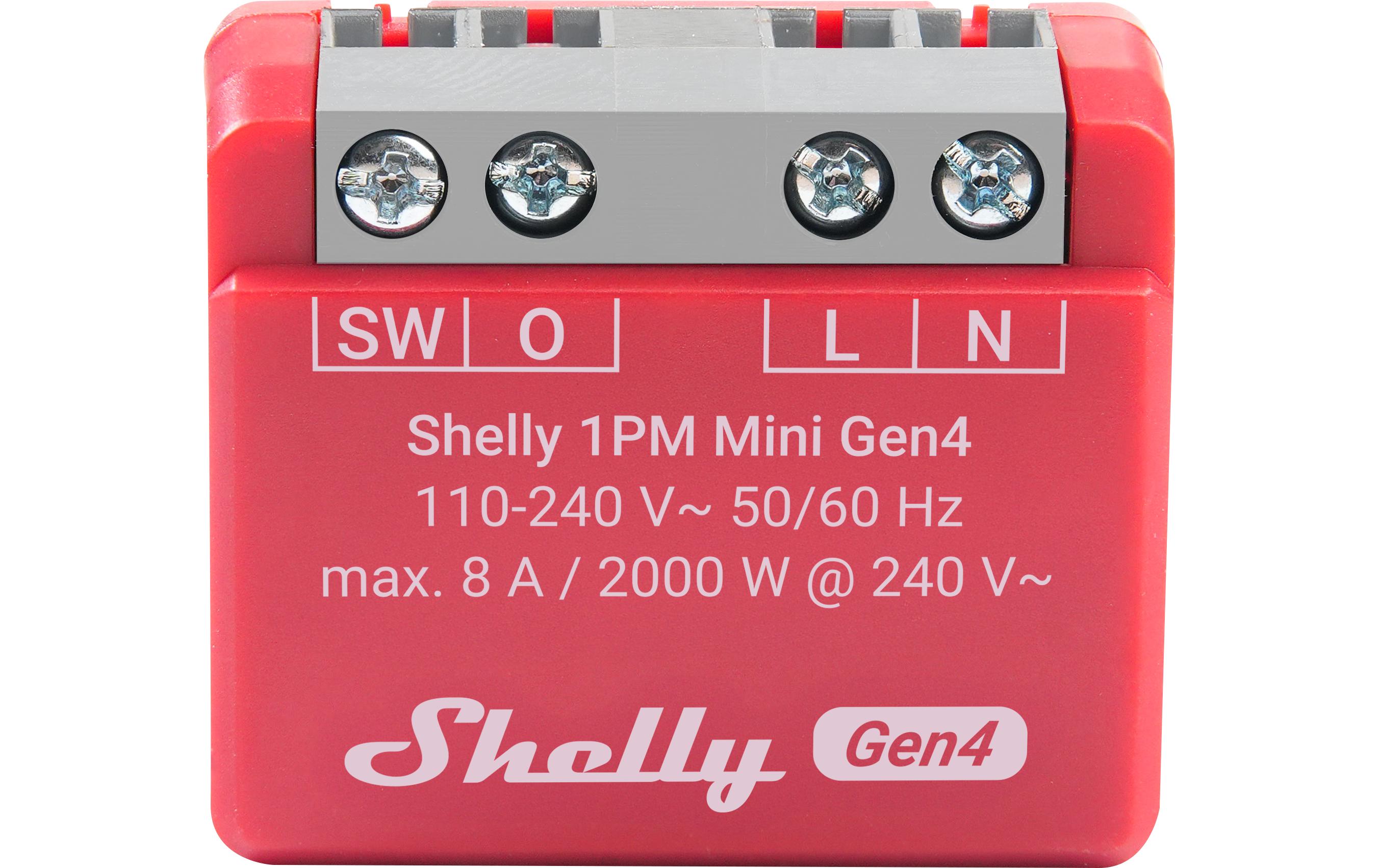 WLAN-Schaltaktor 1PM Mini Gen4 WiFi-Switch Rot, 8 AWi-Fi-gesteuerter, intelligenter Schalter