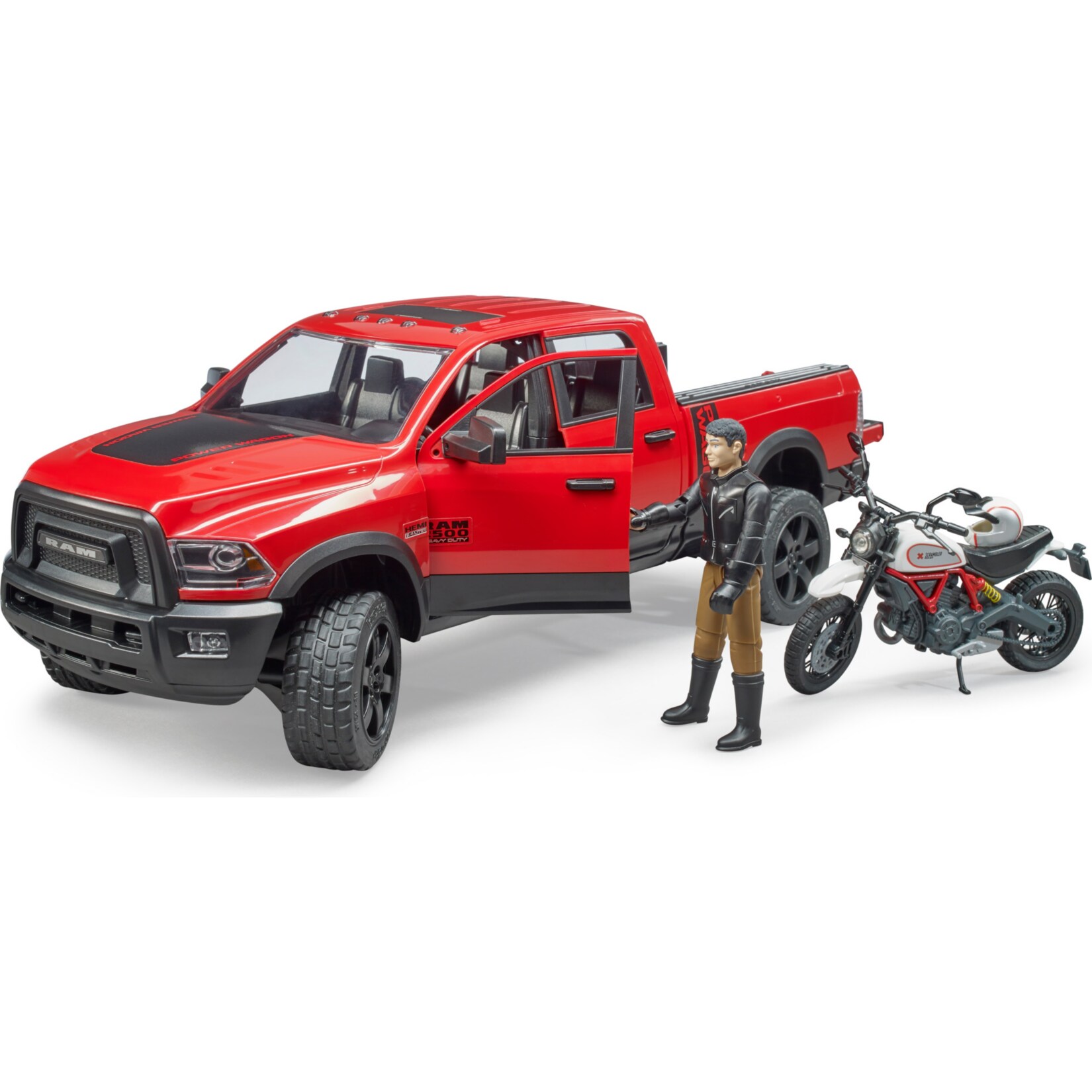 bruder Modellfahrzeug RAM 2500 Power Wagon mit Ducati Desert Sled und Fahrer