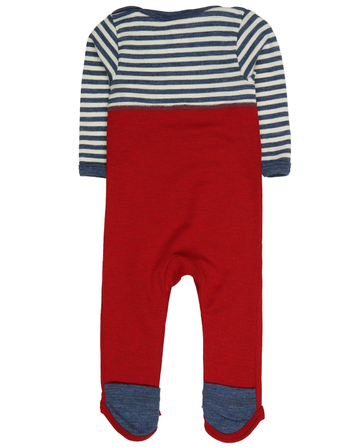 Strampler ESSENTIAL BABY gestreift in blau/rot melange