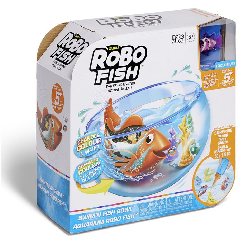 Aquarium avec robot poisson activé à l'eau
