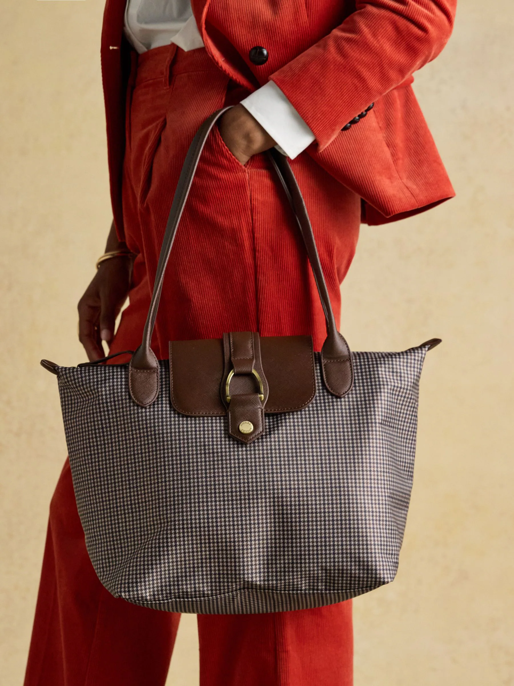 Bruin geruit - Joules Edie Shopper tas