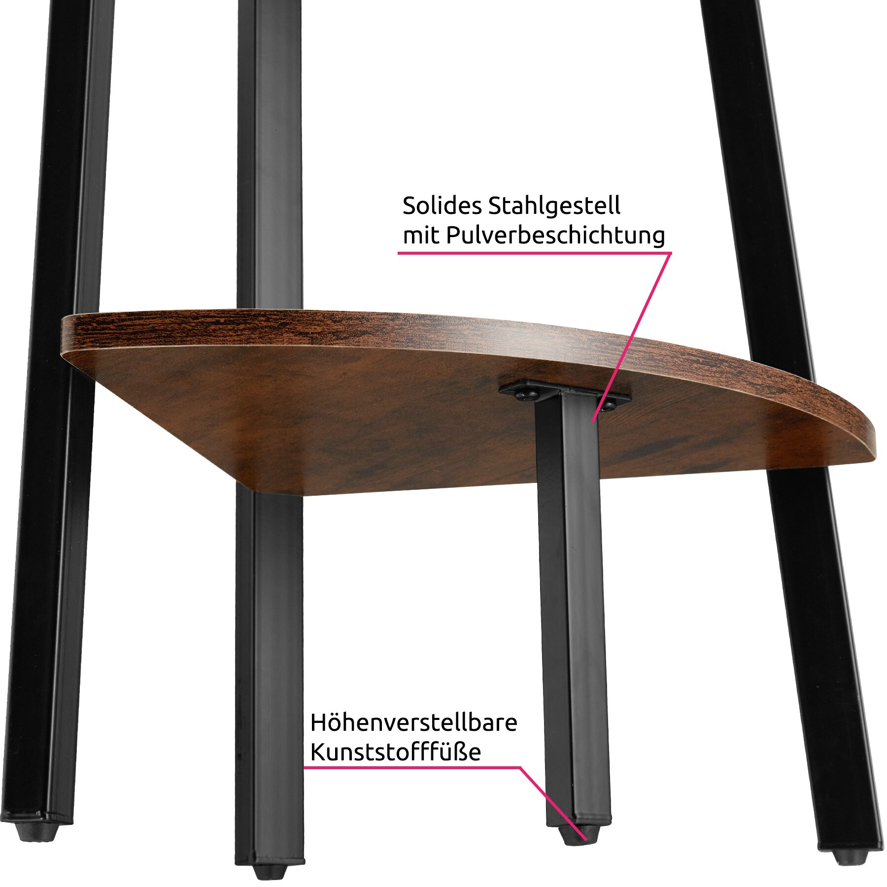 tectake® Eckregal, Industrial Style, mit 5 Ebenen, inklusive Kippschutz, 34 x 34 x 158,5 cm