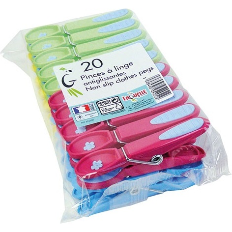 Pince à linge bi-matières extra fortes anti glissantes - Lot de 20