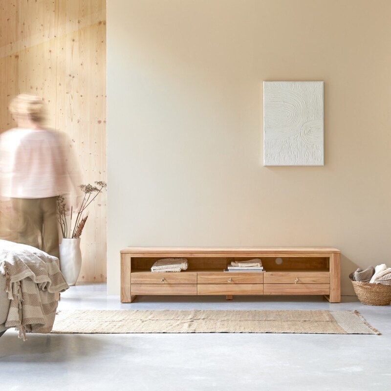 Meuble TV Minimalys en teck massif L 170 cm