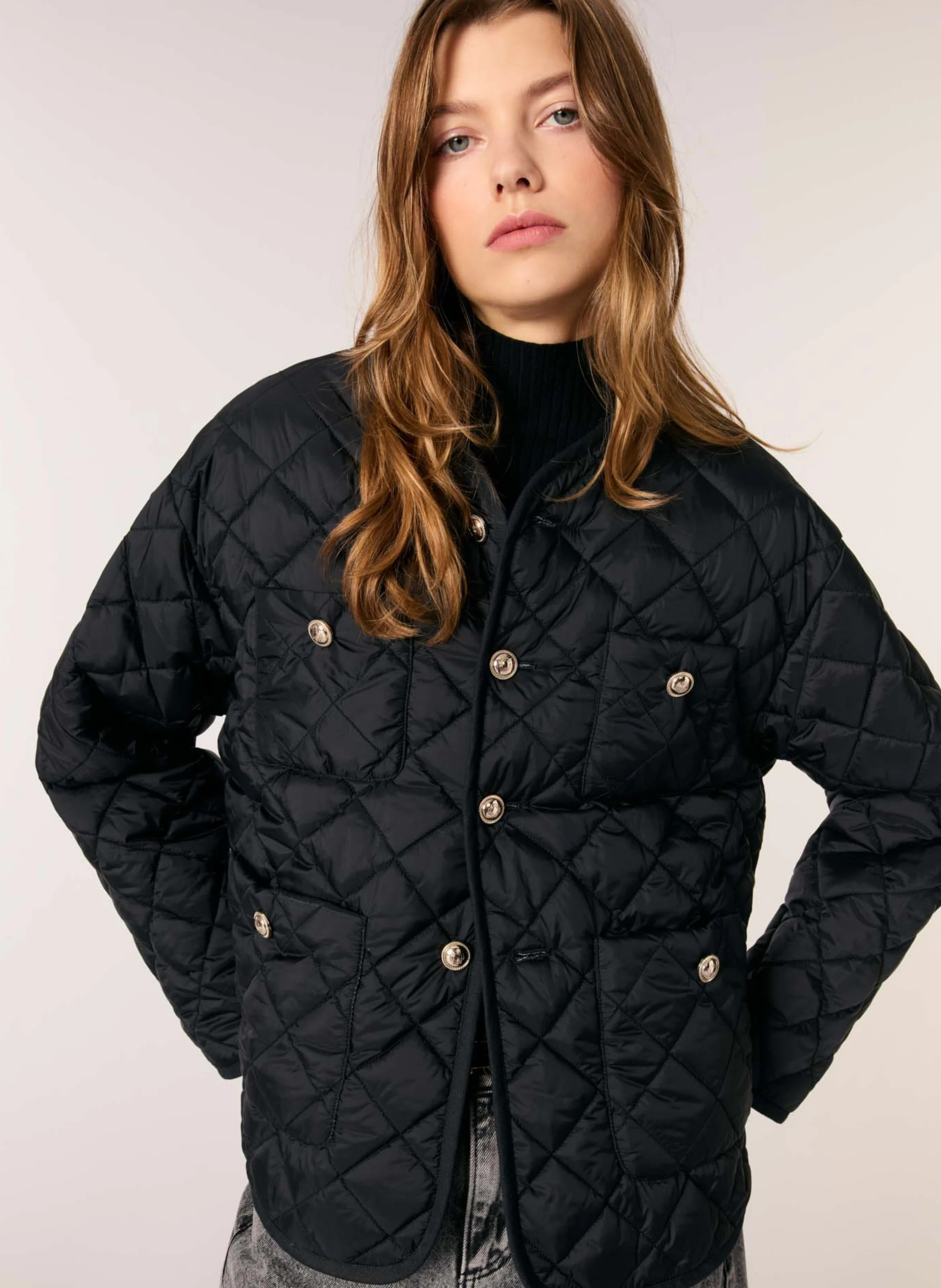 Manteau col rond| Noir
