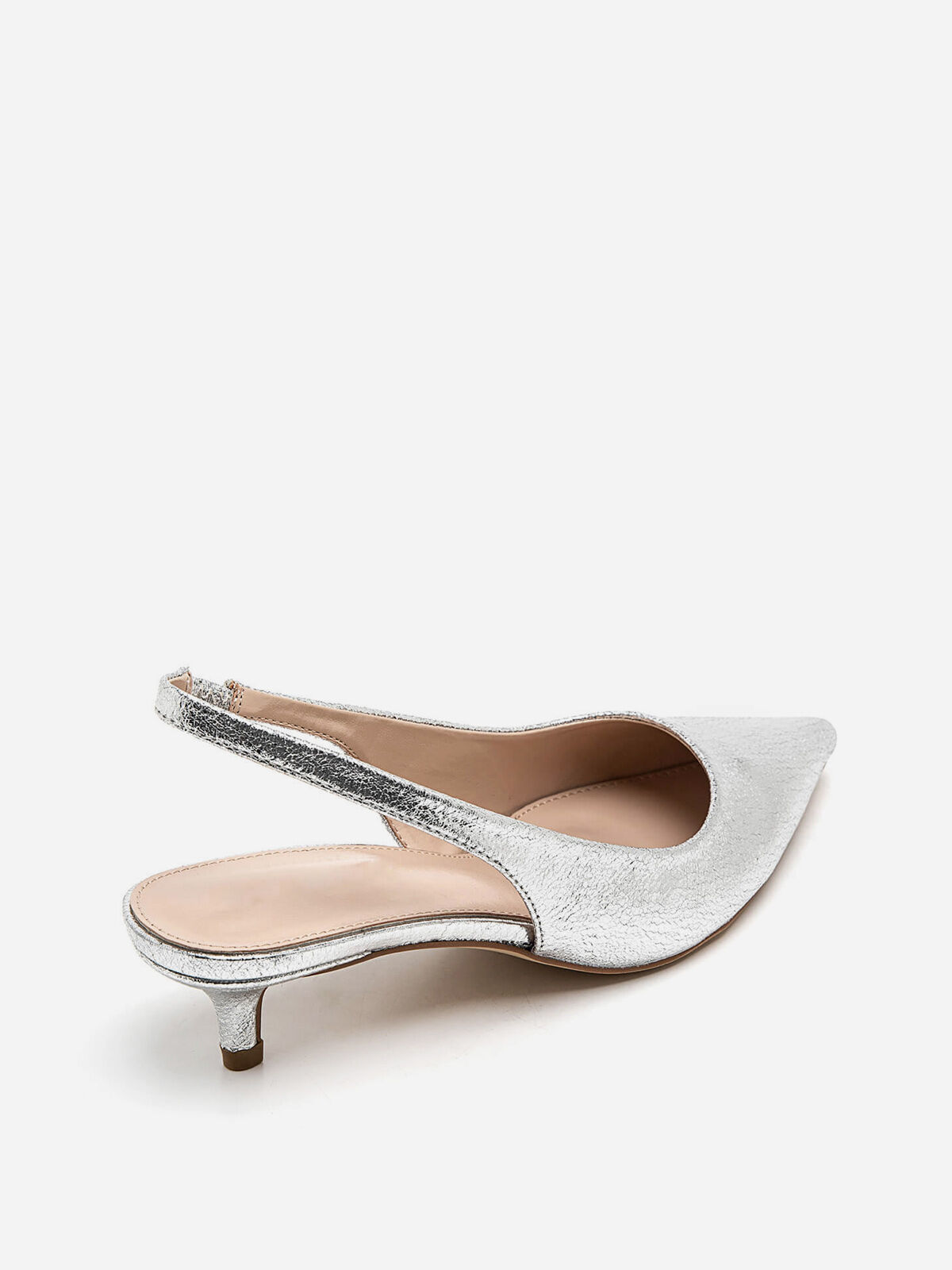 Escarpins slingback en simili texturé- Argenté
