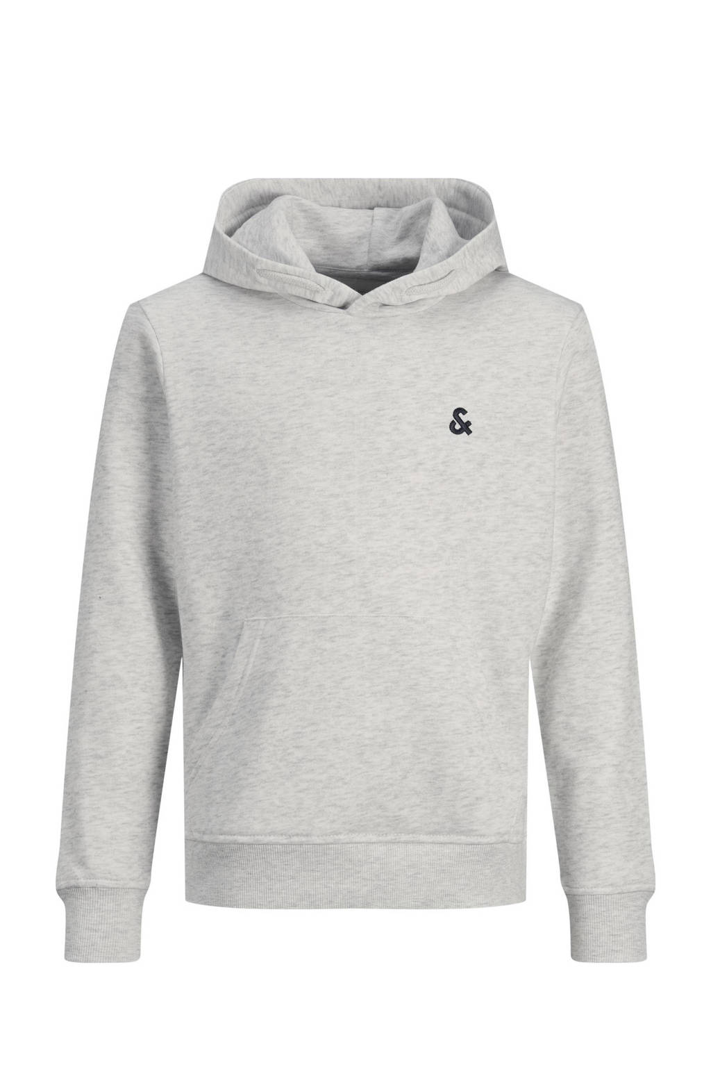 JACK & JONES hoodie JJESTAR met tekst lichtgrijs melange
