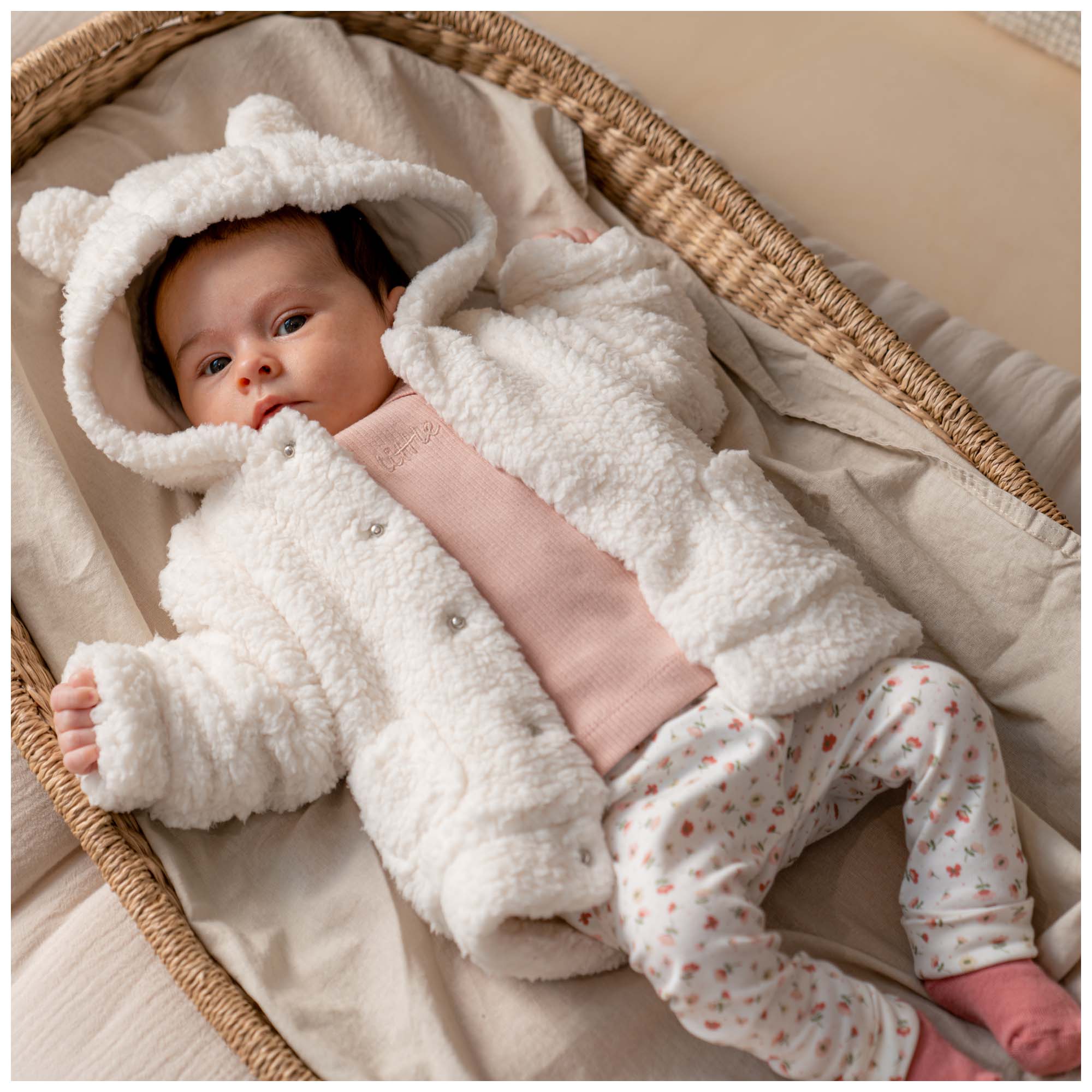 Prénatal newborn jas teddy lange mouwen effen wit