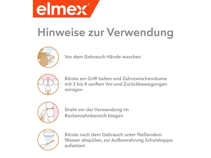 elmex Interdentalbürsten Pink, Grösse 0 0,4 mm, 8 Stück Hochwertige Bürsten für eine zuverlässige Reinigung der Zahnzwischenräume