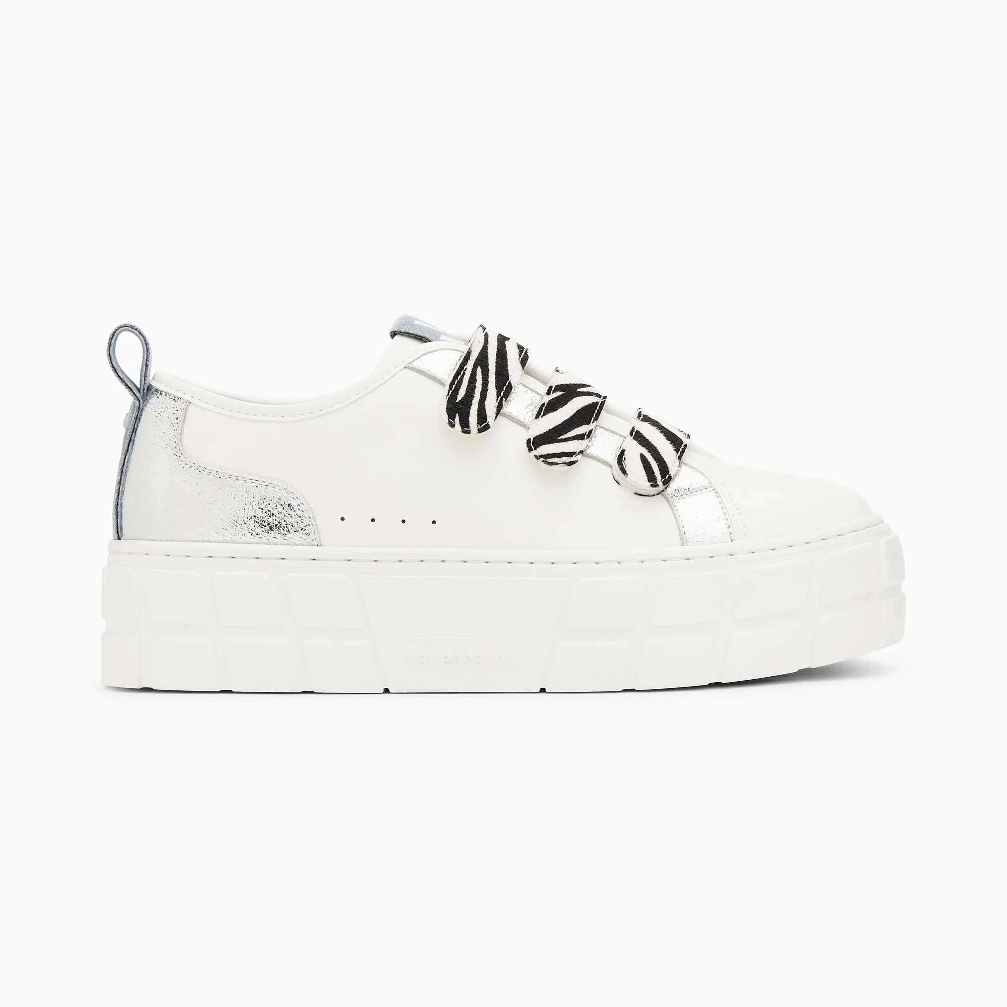 Sneakers-Baskets Bridget argent et zèbre à plateforme