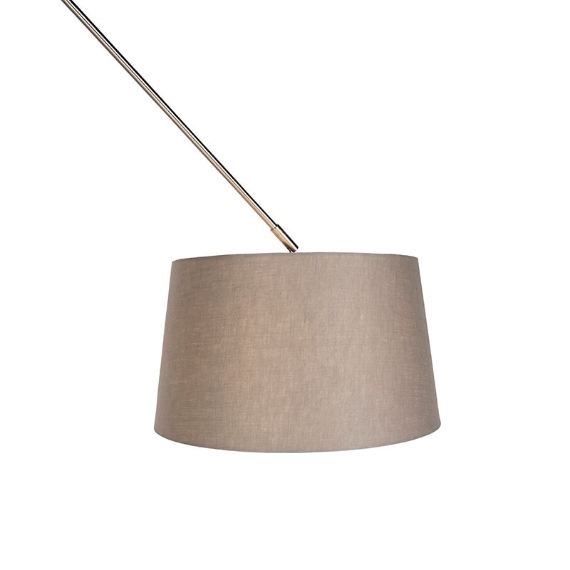 Hanglamp staal met linnen kap taupe 35 cm  - Blitz