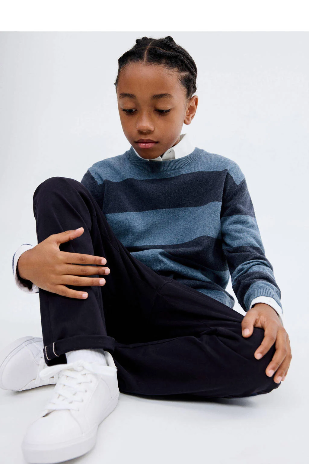 Mango Kids pullover blauw fijn gebreid