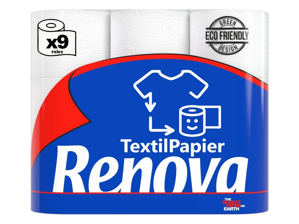 PAPEL HIGIÉNICO RENOVA TEXTIL 9 ROLOS
