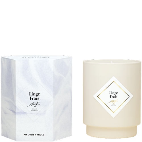 Bougie parfumée - Linge frais - Collier acier inoxydable doré - 250 g