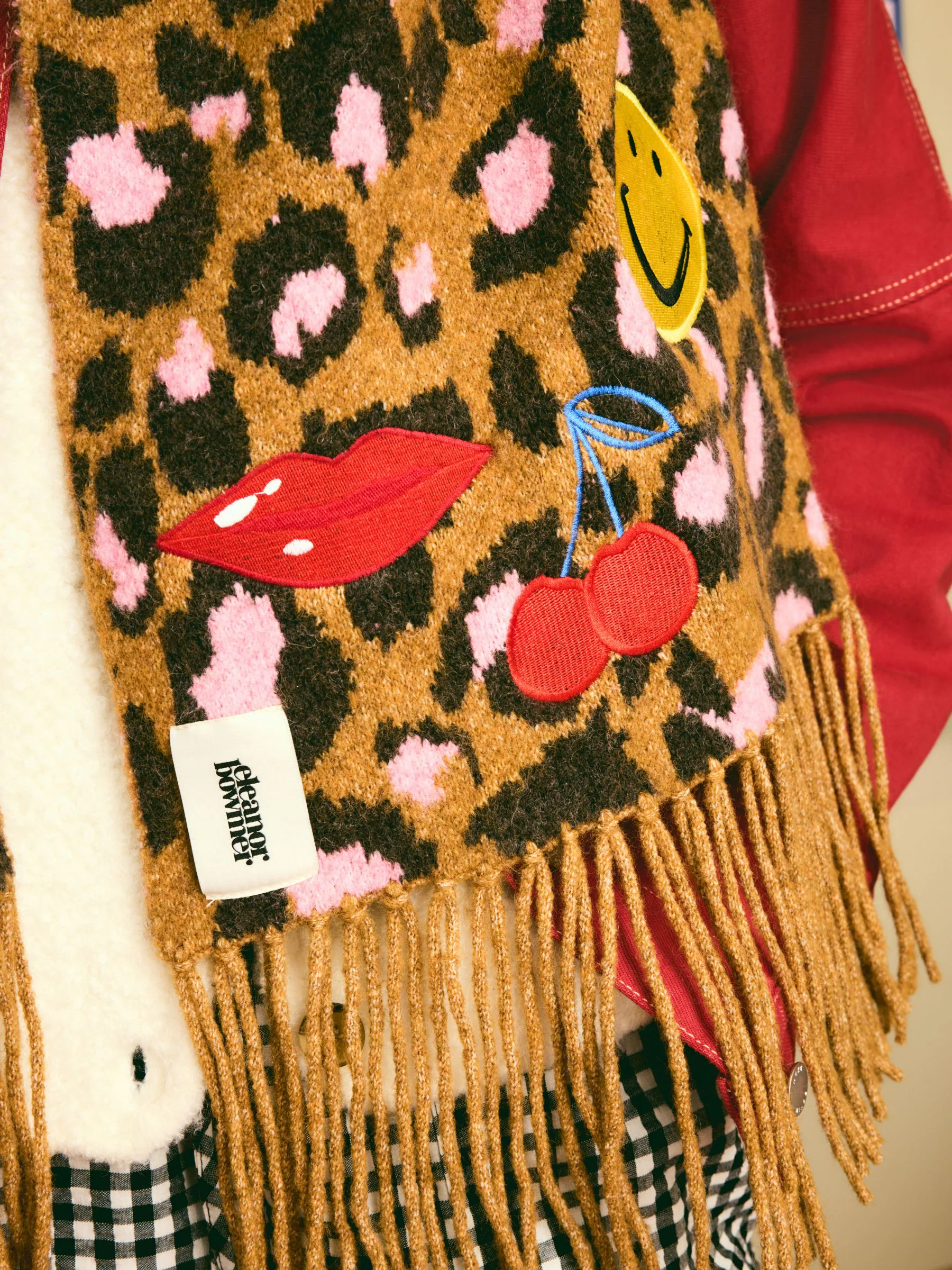 Eleanor Bowmer Leopard Print Embroidered Scarf