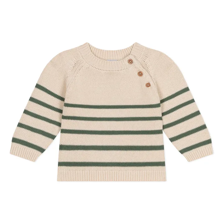Petit Bateau Pull Marinière Mamouth | Vert kaki