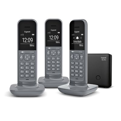 Gigaset CL390A Trio - téléphone sans fil avec répondeur + 2 combinés supplémentaires - gris