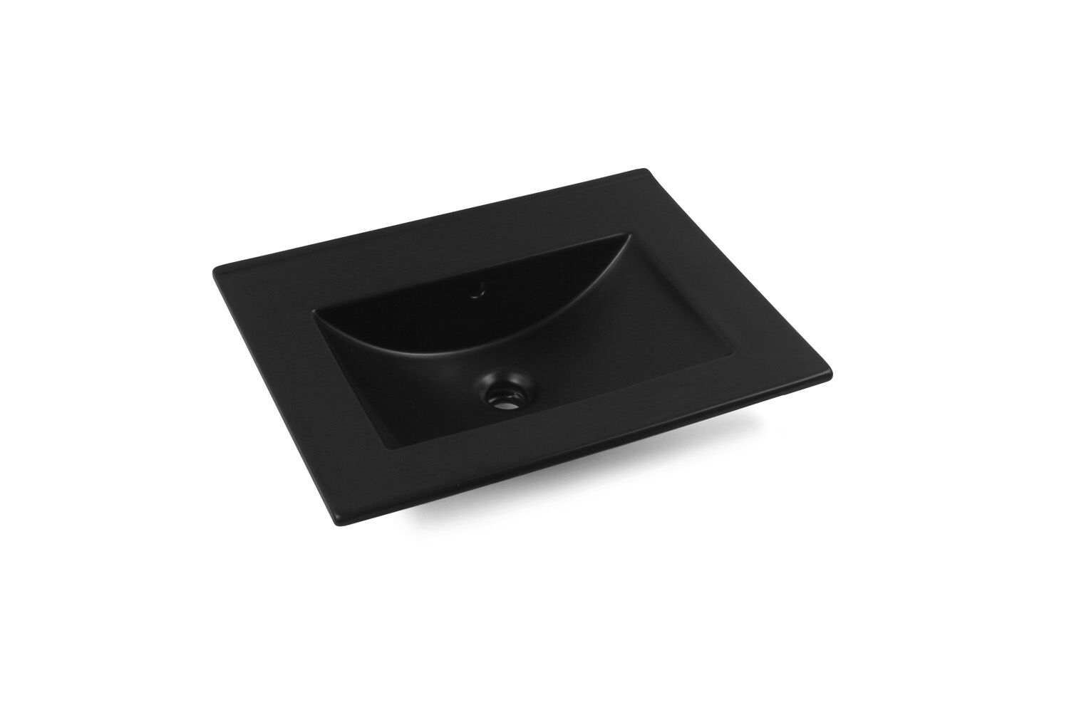 Fontana Rovigo badmeubel 60cm met zwarte wastafel zonder kraangat zwart mat