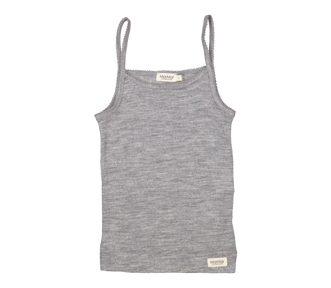 Strap Vest, Uld Pointelle Undertrøje - Grey Melange